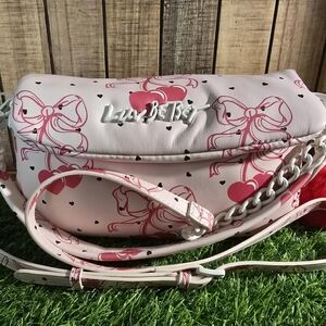 Betsey Johnson Pink and White Crossbody Bag